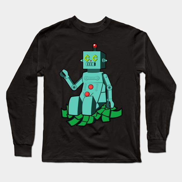 Robot on cash Long Sleeve T-Shirt by Cheap_Ass_Gamer